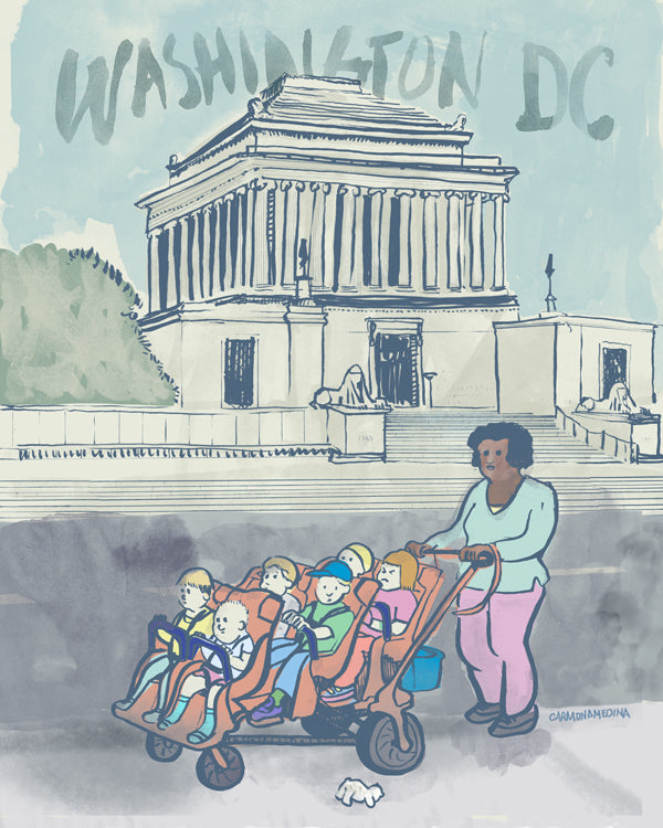 Daycare strollers transport legions of future citizens on a typical Washington DC weekday. The tots admire the monuments, some drool absentmindedly, and one loses a teddy bear. This stroller passes one of my favorite buildings on 16t St NW: The Scottish Rite of Freemasonry, Supreme Council, 33º.