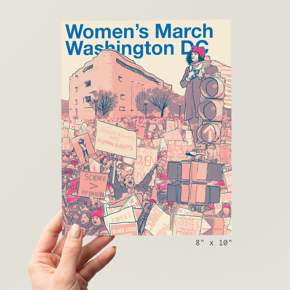 a woman's march washington dc poster in her hand