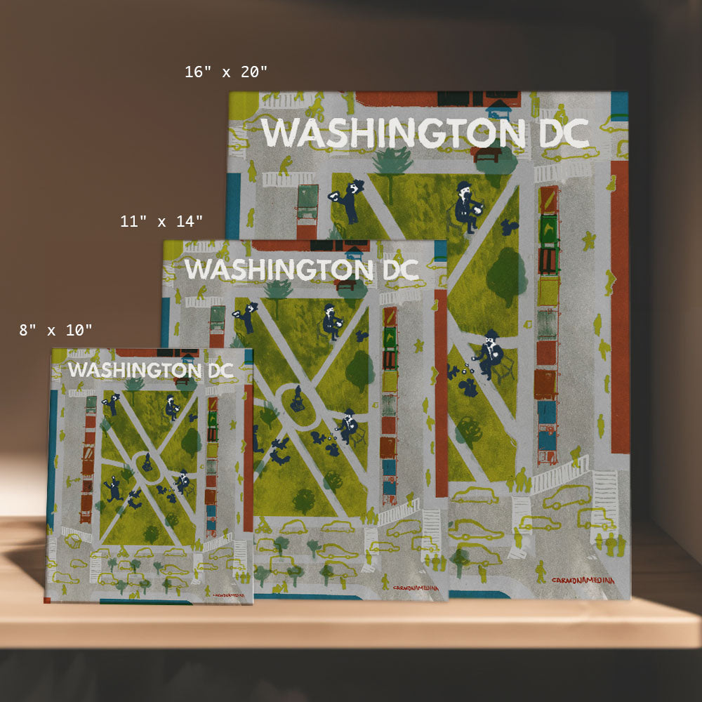 three maps of washington dc on a shelf