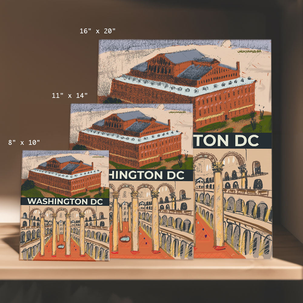 a set of three greeting cards with a picture of a building